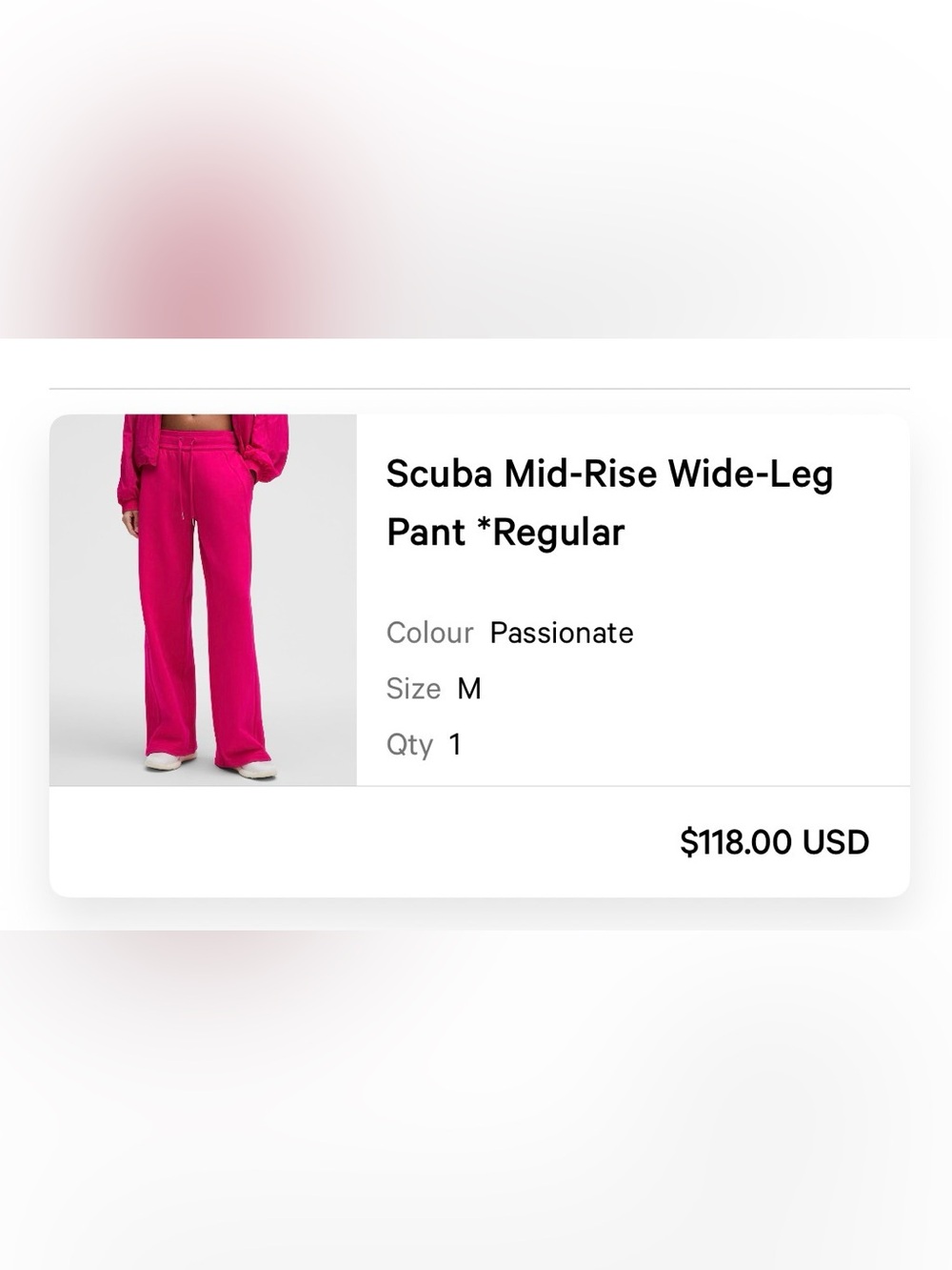 NWT Lululemon Scuba Wide-Leg Pants in Passion Fruit Size M